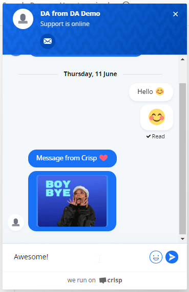 Crisp Chat Front End Demo