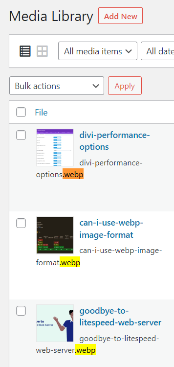 WebP Image Format in WordPress Media Library