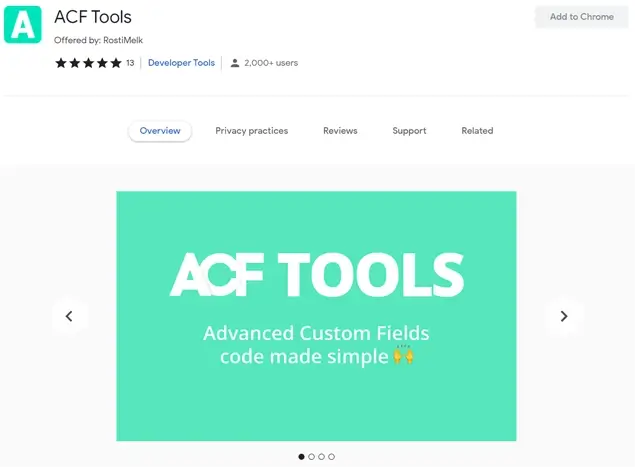 WordPress Chrome Extensions ACF Tools
