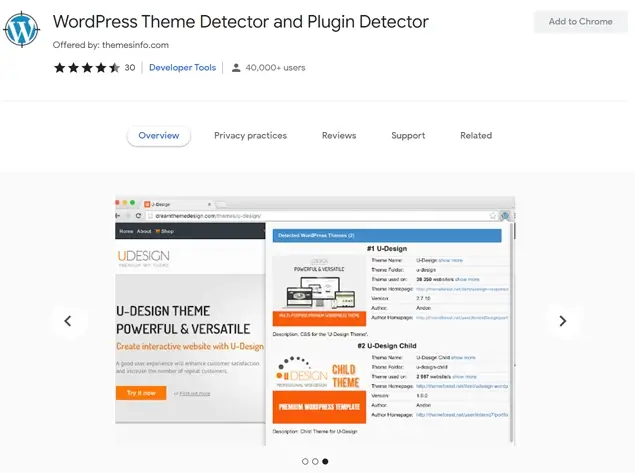 WordPress Chrome Extensions WordPress Theme Plugin Detector