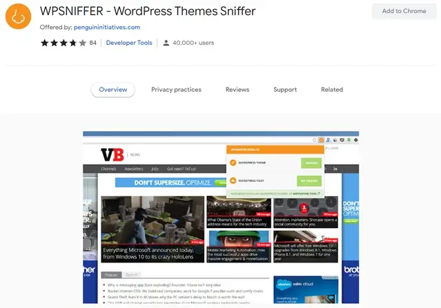 WordPress Chrome Extensions WPSNIFFER