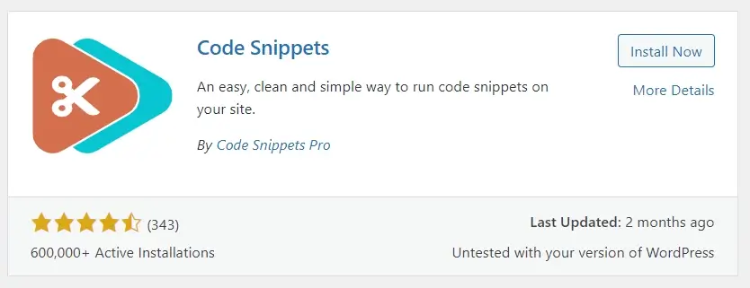 WordPress Code Snippets Plugin