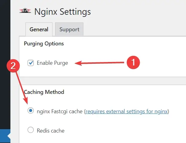 WordPress Nginx Helper Settings