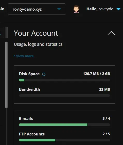 Disk Space Usage in DirectAdmin