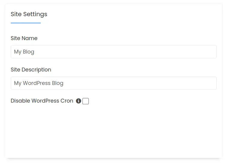 DirectAdmin Softaculous WordPress Installation Site Settings