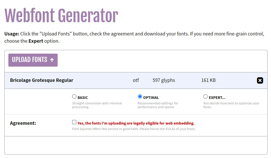 Font Squirrel Webfont Generator