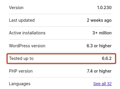 WordPress plugin tested up to