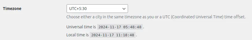 WordPress Timezone